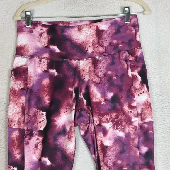 Yogasmoga Women's Pink Watercolor Athletic Yoga Pants Leggings Size L - Picture 3 of 6